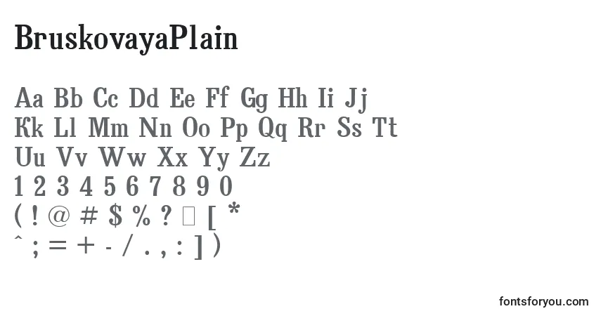 BruskovayaPlain-fontti – aakkoset, numerot, erikoismerkit