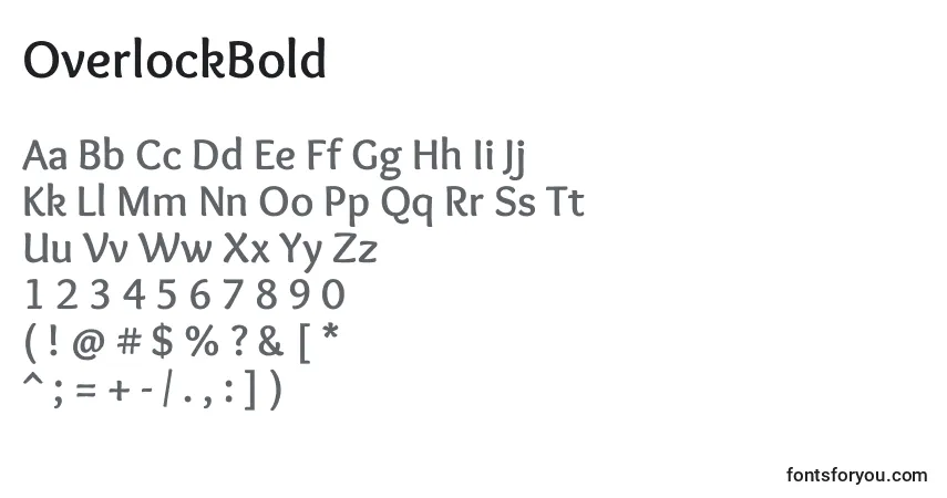 A fonte OverlockBold – alfabeto, números, caracteres especiais