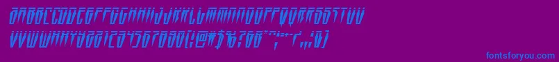 Swordtoothlaserital-Schriftart – Blaue Schriften auf violettem Hintergrund