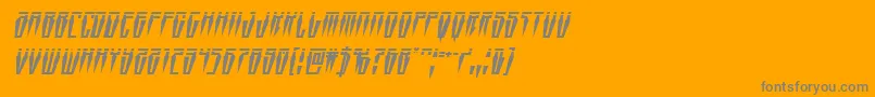 Swordtoothlaserital-Schriftart – Graue Schriften auf orangefarbenem Hintergrund