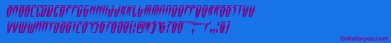 Swordtoothlaserital-Schriftart – Violette Schriften auf blauem Hintergrund