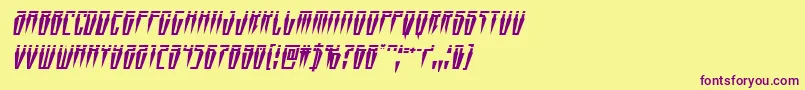 Swordtoothlaserital Font – Purple Fonts on Yellow Background