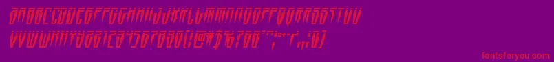 Swordtoothlaserital-Schriftart – Rote Schriften auf violettem Hintergrund