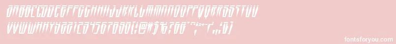 Swordtoothlaserital-Schriftart – Weiße Schriften auf rosa Hintergrund