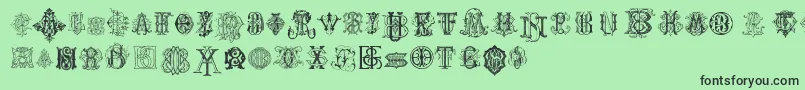 IntellectaMonogramsRandomSamples Font – Black Fonts on Green Background