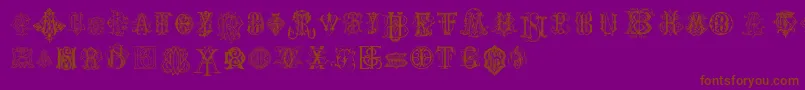 IntellectaMonogramsRandomSamples Font – Brown Fonts on Purple Background