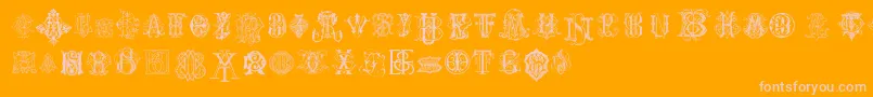 IntellectaMonogramsRandomSamples-Schriftart – Rosa Schriften auf orangefarbenem Hintergrund