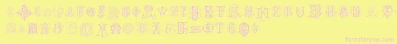 IntellectaMonogramsRandomSamples Font – Pink Fonts on Yellow Background