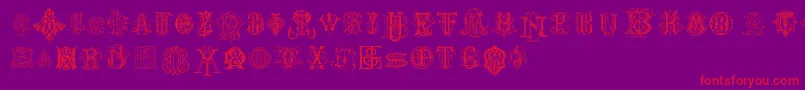 IntellectaMonogramsRandomSamples Font – Red Fonts on Purple Background