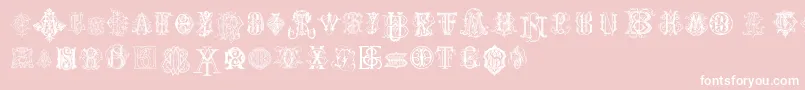 IntellectaMonogramsRandomSamples Font – White Fonts on Pink Background