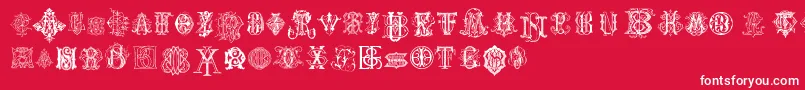 IntellectaMonogramsRandomSamples Font – White Fonts on Red Background