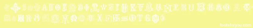 IntellectaMonogramsRandomSamples Font – White Fonts on Yellow Background