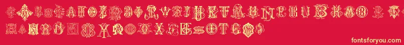 IntellectaMonogramsRandomSamples Font – Yellow Fonts on Red Background