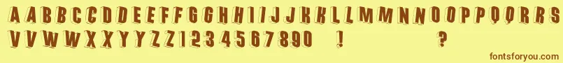 Threedimrightwards Font – Brown Fonts on Yellow Background