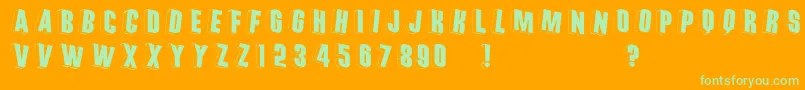 Threedimrightwards Font – Green Fonts on Orange Background