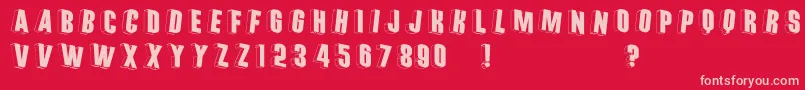 フォントThreedimrightwards – 赤い背景にピンクのフォント