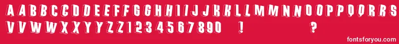 Threedimrightwards-Schriftart – Weiße Schriften auf rotem Hintergrund