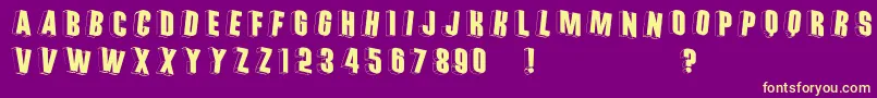 Threedimrightwards Font – Yellow Fonts on Purple Background