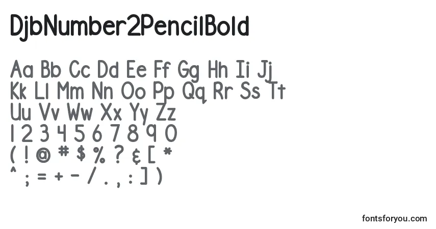 Czcionka DjbNumber2PencilBold – alfabet, cyfry, specjalne znaki