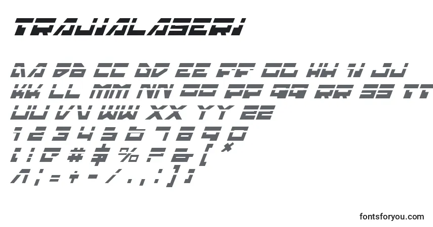 Czcionka Trajialaseri – alfabet, cyfry, specjalne znaki