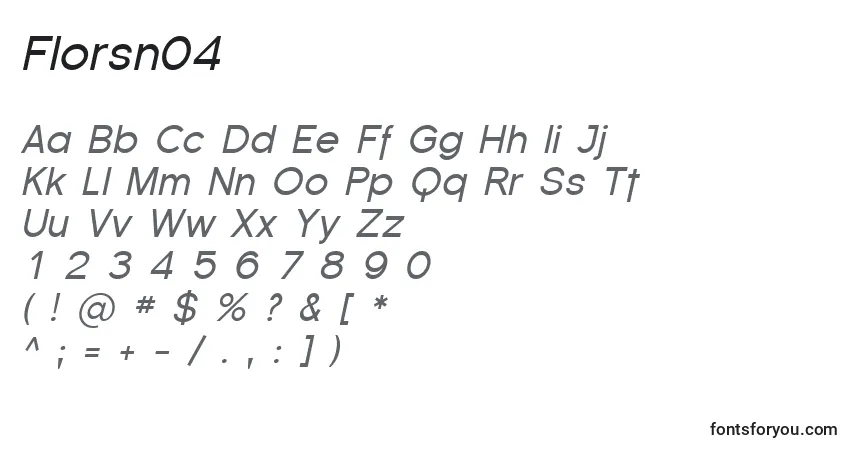 Schriftart Florsn04 – Alphabet, Zahlen, spezielle Symbole