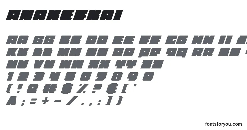 Schriftart Anakefkai – Alphabet, Zahlen, spezielle Symbole