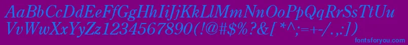 フォントCenturyRetrospectiveSsiItalic – 紫色の背景に青い文字