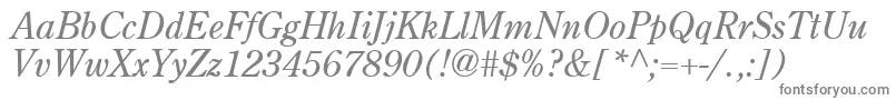 CenturyRetrospectiveSsiItalic-fontti – harmaat kirjasimet valkoisella taustalla