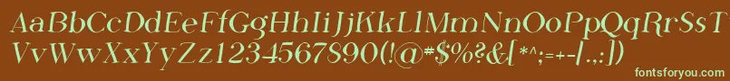 フォントSfphosphorusfluoride – 緑色の文字が茶色の背景にあります。