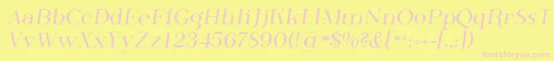 Sfphosphorusfluoride-Schriftart – Rosa Schriften auf gelbem Hintergrund