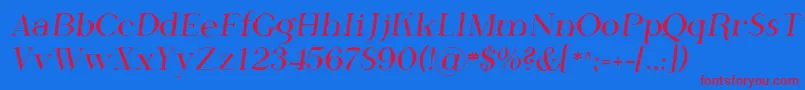 Sfphosphorusfluoride-Schriftart – Rote Schriften auf blauem Hintergrund