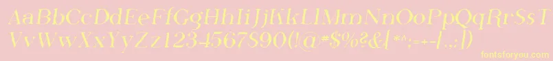 Sfphosphorusfluoride-Schriftart – Gelbe Schriften auf rosa Hintergrund