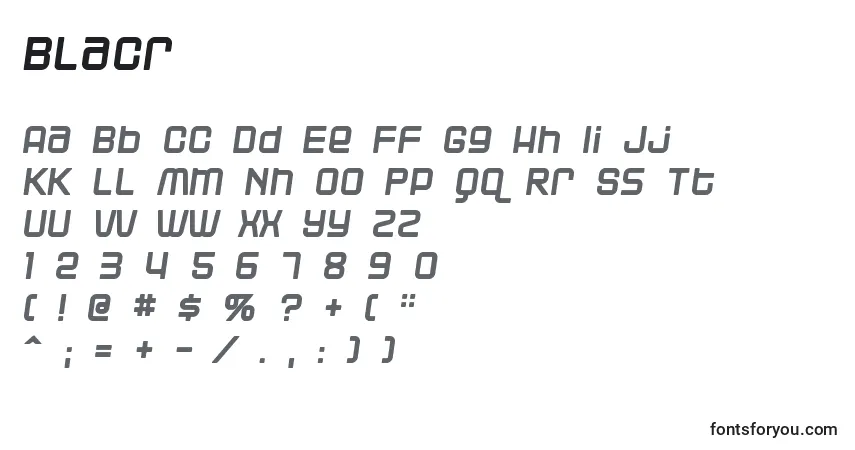 Schriftart Blacr – Alphabet, Zahlen, spezielle Symbole