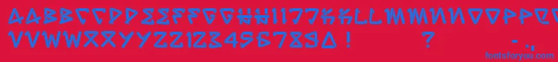 StripJoint-Schriftart – Blaue Schriften auf rotem Hintergrund
