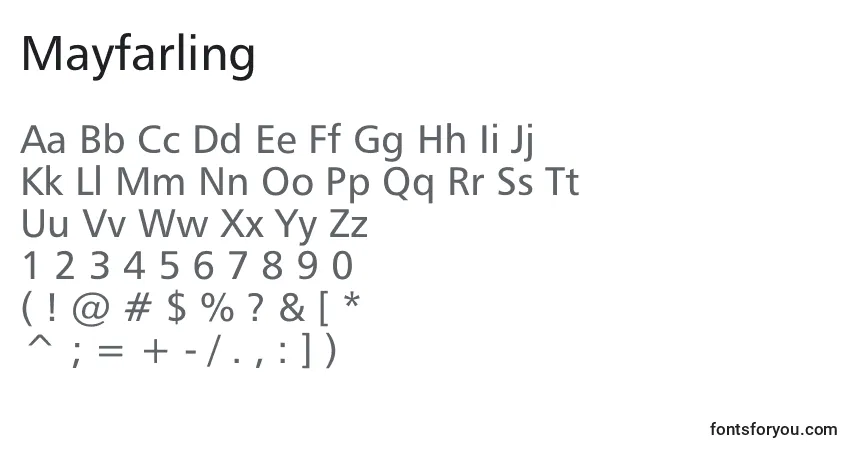Schriftart Mayfarling – Alphabet, Zahlen, spezielle Symbole