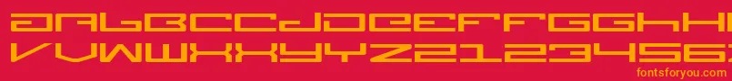 Fonte LegionExpanded – fontes laranjas em um fundo vermelho