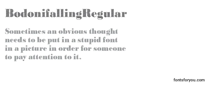 Review of the BodonifallingRegular Font