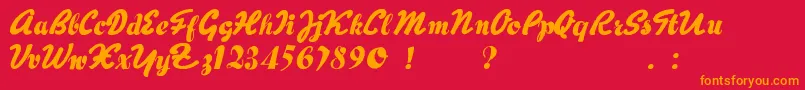 フォントHertzOscillations – 赤い背景にオレンジの文字
