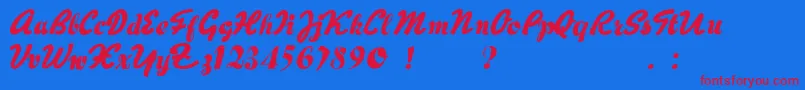 HertzOscillations-Schriftart – Rote Schriften auf blauem Hintergrund