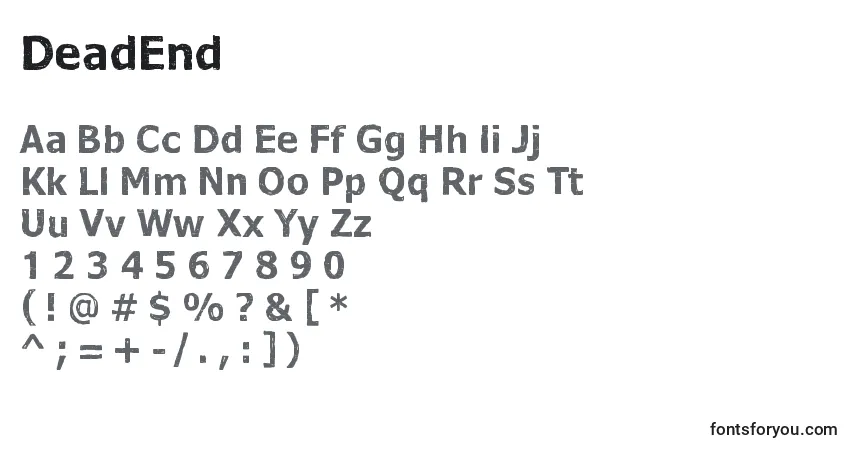 Fuente DeadEnd - alfabeto, números, caracteres especiales
