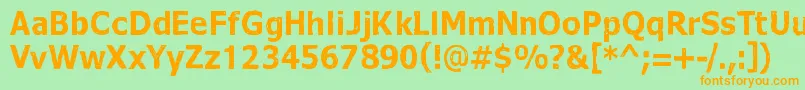 フォントDeadEnd – オレンジの文字が緑の背景にあります。