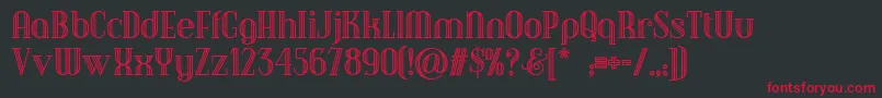 フォントDebonairinlinenf – 黒い背景に赤い文字