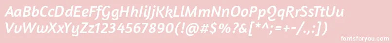 AmaranthItalic-fontti – valkoiset fontit vaaleanpunaisella taustalla
