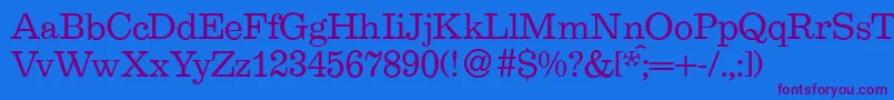 E710RomanRegular Font – Purple Fonts on Blue Background