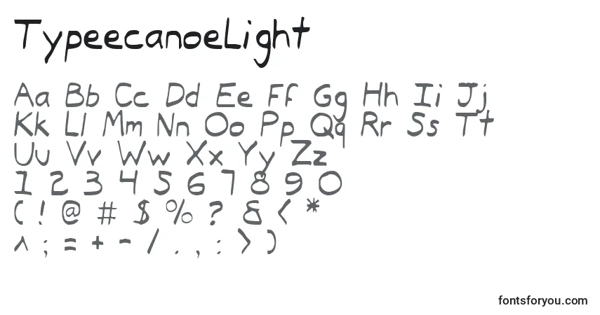 Шрифт TypeecanoeLight – алфавит, цифры, специальные символы