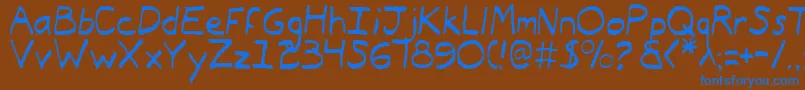 TypeecanoeLight-Schriftart – Blaue Schriften auf braunem Hintergrund