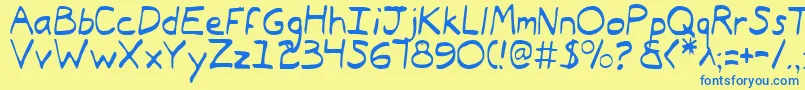 フォントTypeecanoeLight – 青い文字が黄色の背景にあります。