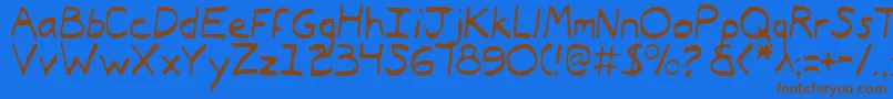 フォントTypeecanoeLight – 茶色の文字が青い背景にあります。