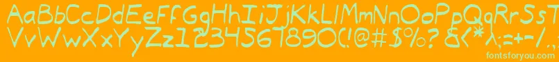 TypeecanoeLight-fontti – vihreät fontit oranssilla taustalla
