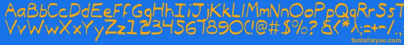 フォントTypeecanoeLight – オレンジ色の文字が青い背景にあります。